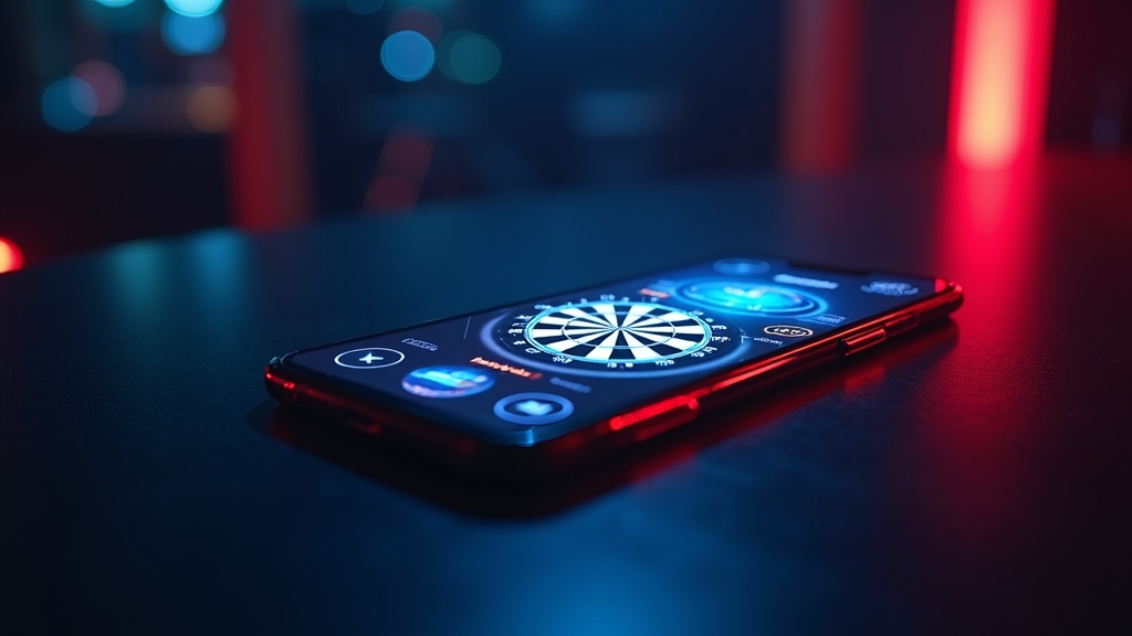 Teléfono móvil con interfaz de juego estilo casino en ambiente oscuro